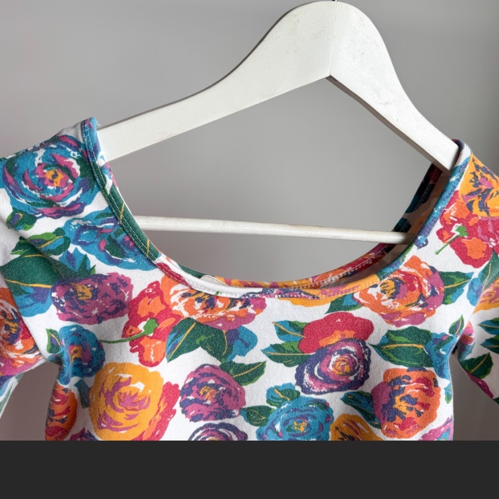 Vtg 90s Rainbow Floral Short Sleeve Mini Bodycon Dress Saved By The Bell Vibes - Picture 8 of 10